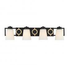 Lighting One US V6-L8-4450-4-143 - Russo 4-Light Bathroom Vanity Light in Matte Black with Warm Brass Accents