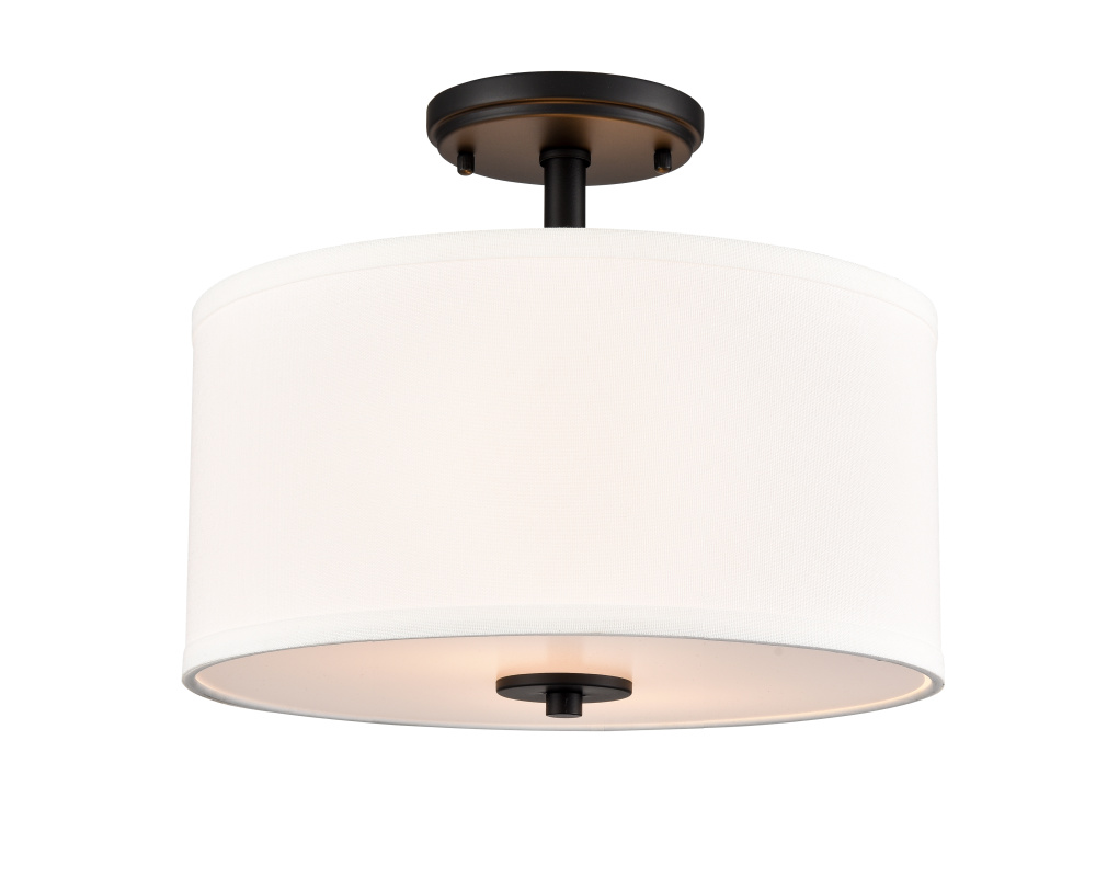 Guyten 13" Wide 2-Light Semi Flush - Matte Black