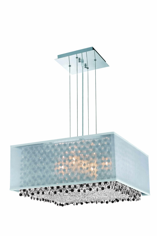1694 Moda Collection Hanging Fixture w/ Silver Fabric Shade L21in W21in H11in Lt:5 Chrome Finish  (R