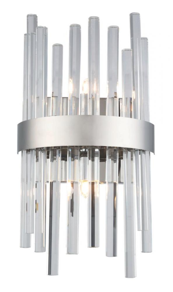 Dallas 2 light Chrome and Clear Wall Sconce Clear Royal Cut Crystal
