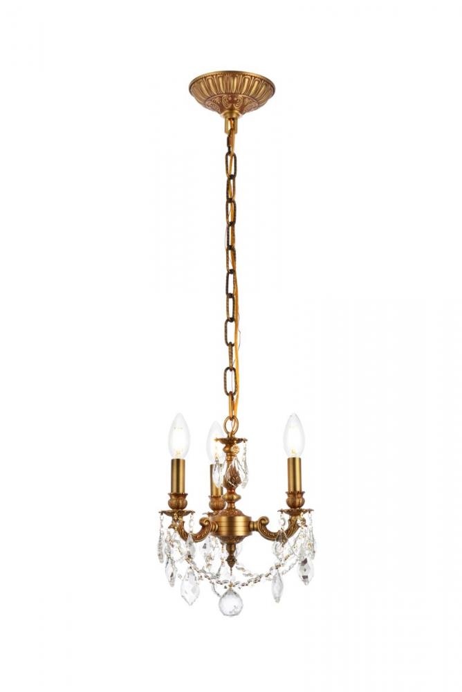 Lillie 3 light French Gold Pendant Clear Royal Cut Crystal