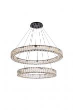 Elegant 3503G36BK - Monroe 36 inch LED double ring chandelier in black