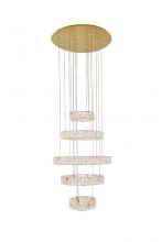Elegant 3503G5LG - Monroe Integrated LED chip light gold Chandelier Clear Royal Cut Crystal