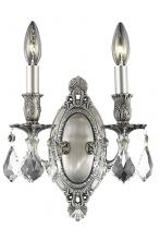 Elegant 9202W9PW/RC - Rosalia 2 light Pewter Wall Sconce Clear Royal Cut Crystal