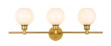 Elegant LD2319BR - Collier 3 light Brass and Frosted white glass Wall sconce