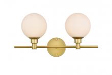 Elegant LD7317W19BRA - Cordelia 2 light Brass and frosted white Bath Sconce