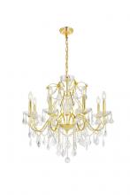 Elegant V2015D26G/RC - St. Francis 8 light Gold Chandelier Clear Royal Cut Crystal