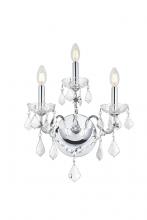 Elegant V2015W3C/RC - St. Francis 3 light Chrome Wall Sconce Clear Royal Cut Crystal