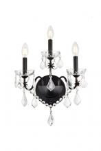 Elegant V2015W3DB/RC - St. Francis 3 light Dark Bronze Wall Sconce Clear Royal Cut Crystal