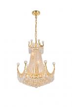 Elegant V8949D20G/RC - Corona 9 light Gold Chandelier Clear Royal Cut Crystal