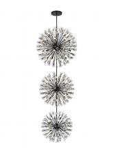 Elegant 2500G44L3BK - Vera 44 inch three tiers crystal starburst chandelier in black
