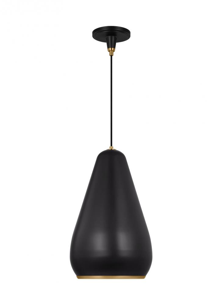 Clasica casual 1-light indoor dimmable small ceiling hanging pendant in aged iron grey finish with m