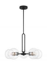 Visual Comfort & Co. Studio Collection 3155705-112 - Codyn contemporary 5-light indoor dimmable medium chandelier in midnight black finish with clear gla