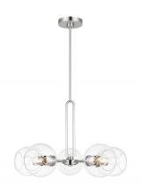 Visual Comfort & Co. Studio Collection 3155705-962 - Codyn contemporary 5-light indoor dimmable medium chandelier in brushed nickel silver finish with cl