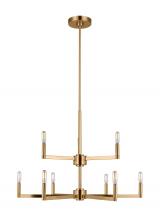 Visual Comfort & Co. Studio Collection 3164209-848 - Fullton modern 9-light indoor dimmable chandelier in satin brass gold finish