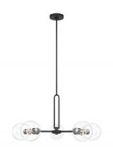 Visual Comfort & Co. Studio Collection 3255705-112 - Codyn contemporary 5-light indoor dimmable large chandelier in midnight black finish with clear glas