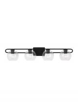 Visual Comfort & Co. Studio Collection 4455704-112 - Codyn contemporary 4-light indoor dimmable bath vanity wall sconce in midnight black finish with cle