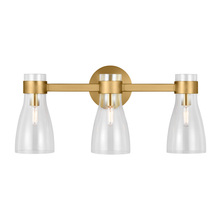 Visual Comfort & Co. Studio Collection AEV1003BBS - Moritz mid-century modern 3-light indoor dimmable bath vanity wall sconce in burnished brass gold fi