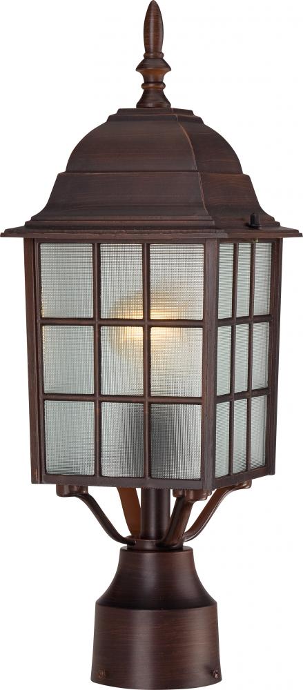 Adams - 1 Light 17" Post Lantern with Frosted Glass - Rustic Bronze Finish