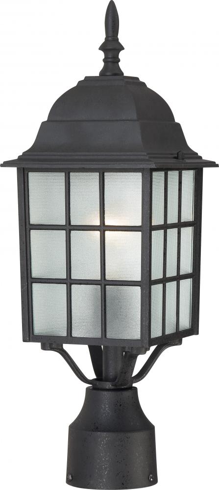 Adams - 1 Light 17" Post Lantern with Frosted Glass - Textured Black Finish