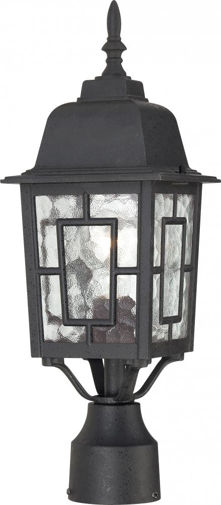 Banyan - 1 Light 17" Post Lantern with Clear Water Glass - Textured Black Finish