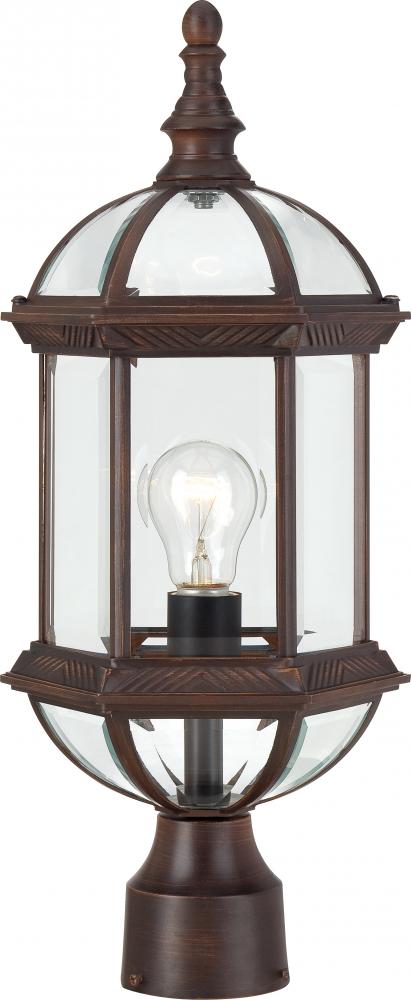 Boxwood - 1 Light 19" Post Lantern with Clear Beveled Glass - Rustic Bronze Finish
