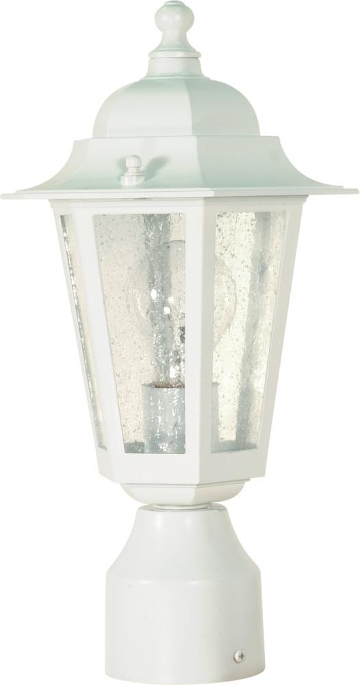 Cornerstone - 1 Light 14" Post Lantern with Clear Seeded Glass - White Finish