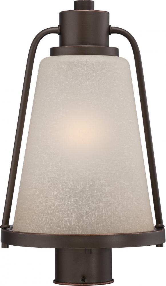 Tolland - LED Outdoor Post with Champagne Linen Glass
