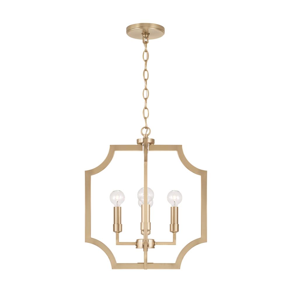 16"W x 18.50"H 4-Light Foyer Lantern Pendant in Matte Brass