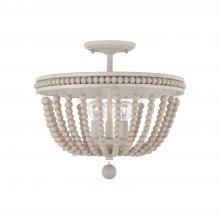 Austin Allen & Co. AA1021SR - 3-Light Semi Flush in Sand Dollar with Painted Wood Beads