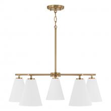 Austin Allen & Co. AA1040RE - 28"W x 8.25"H 5-Light Chandelier in Matte Brass and White
