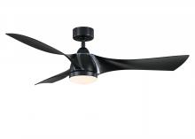 Fanimation FPD6858BL - Klear 56 inch Indoor/Outdoor Ceiling Fan with LED CCT Select Light Kit - Black with Black blades