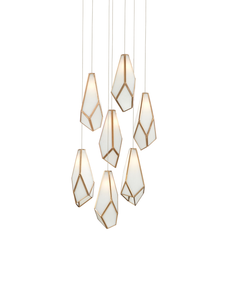 Glace White 7-Light Round Multi-Drop Pendant